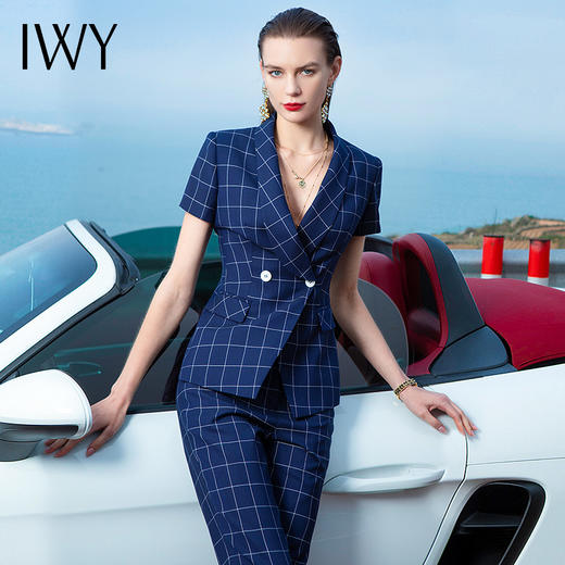 IWY/藏青色格纹职业西装套装名媛高级商务气质修身工作服休闲
NCP1175 商品图0