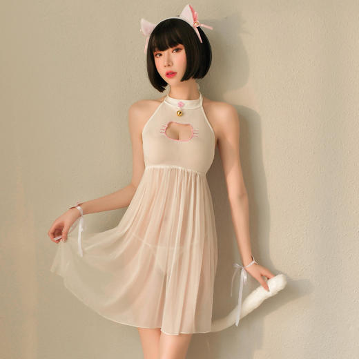【小猫妖的魔力】情趣内衣 制服 日系 性感 角色扮演 猫咪 透明 睡裙 套装 6947 商品图1