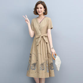 HR  WL70279宽松收腰休闲气质连衣裙【优】