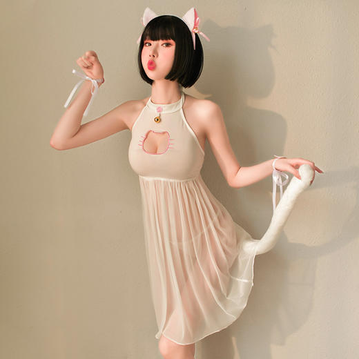 【小猫妖的魔力】情趣内衣 制服 日系 性感 角色扮演 猫咪 透明 睡裙 套装 6947 商品图6