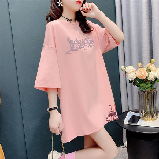 国潮花旦短袖T恤女夏季2021新款中国风宽松显瘦半袖中长款ins上衣 商品图4