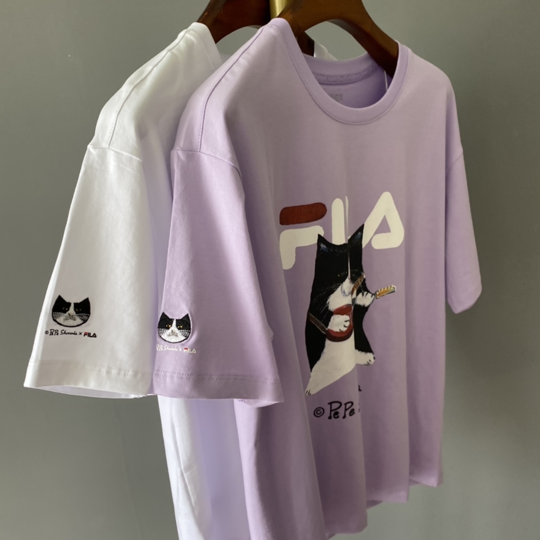 正品fila x pepe shimada斐乐官方猫咪插画短袖