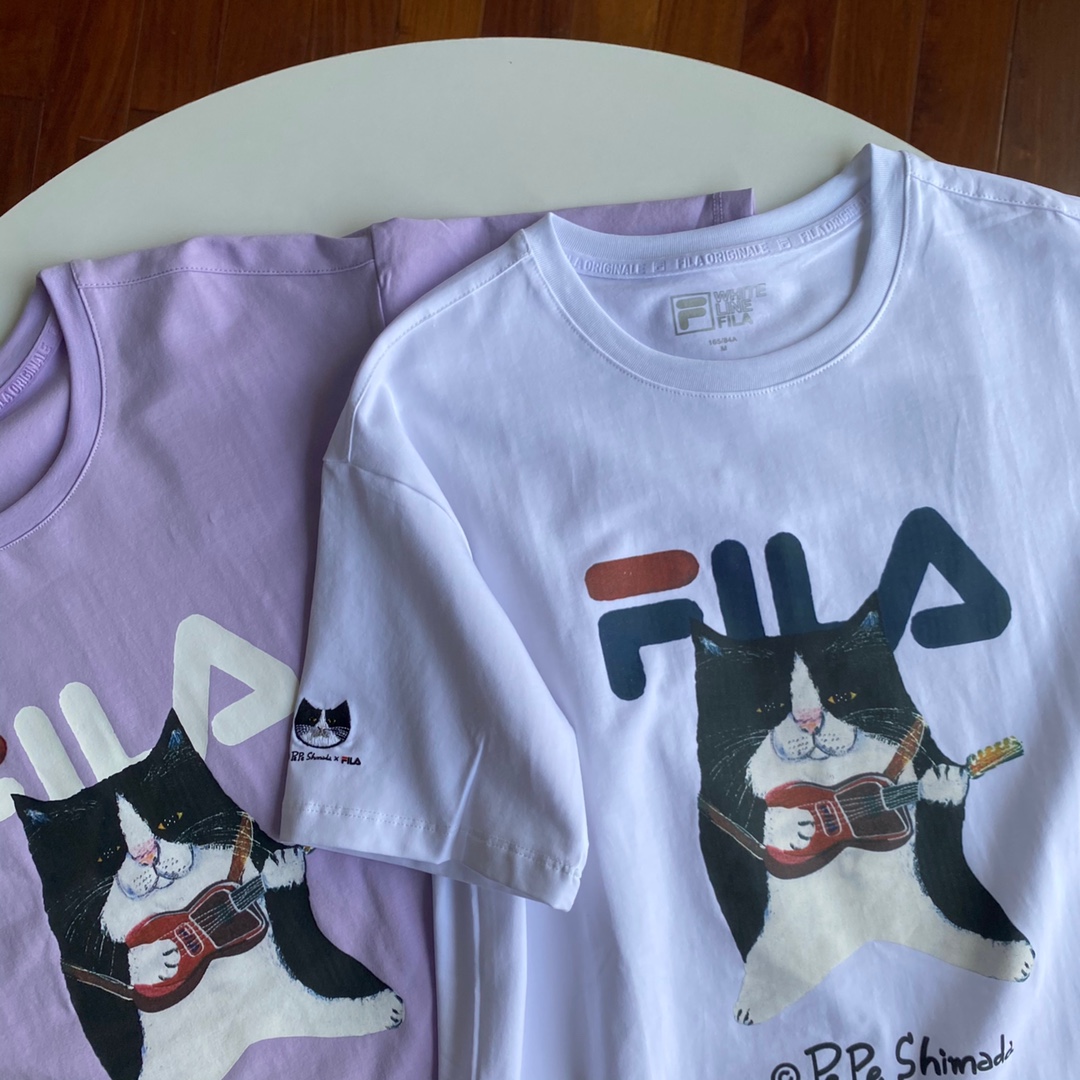 正品fila x pepe shimada斐乐官方猫咪插画短袖