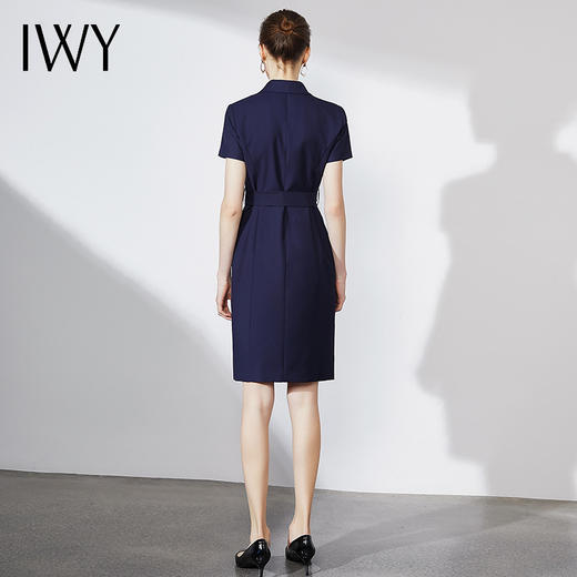 IWY/藏青色时尚连衣裙简约时尚优雅气质双排扣职业工装收腰显瘦OL
NQ569 商品图3