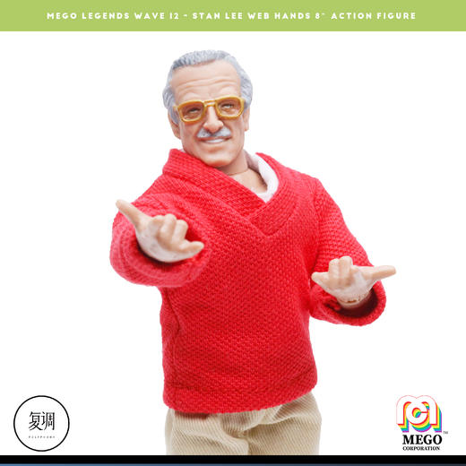 现货 Mego 斯坦 李 蜘蛛侠手势版 Stan Lee 8英寸 挂卡 商品图4