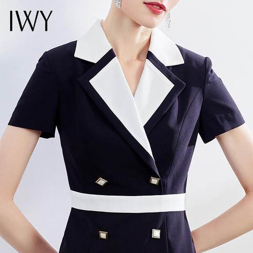 IWY/职业连衣裙时尚撞色高腰显瘦正装商务办公短袖修身高端OL
Q542- 商品图4