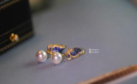 珍珠月 | 澳白珍珠蓝蝴蝶耳环 商品图0