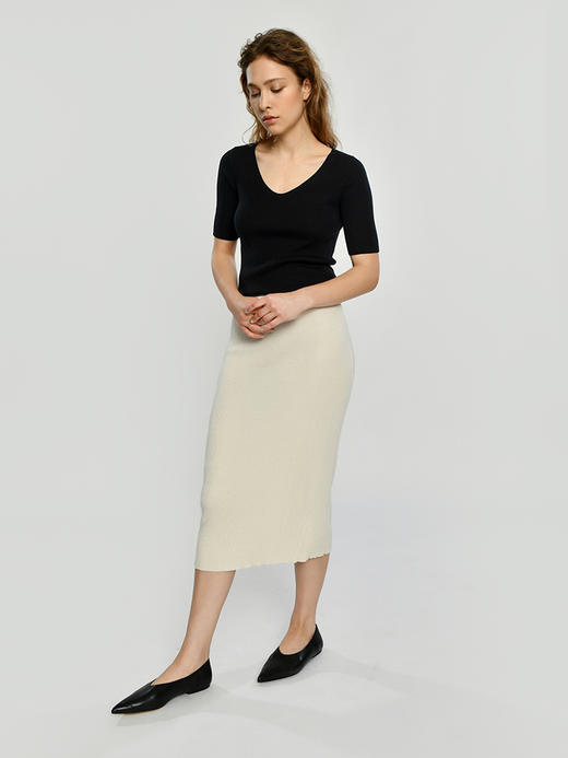 2021新款女士丝羊绒16针单股修身半身裙 商品图4