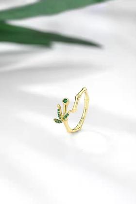 【采购专享】宫里的世界 竹叶生辉开口戒指