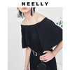 NEELLY纳俪商场同款气质OL简约连体裤圆领小飞袖直筒休闲阔腿裤女 商品缩略图3