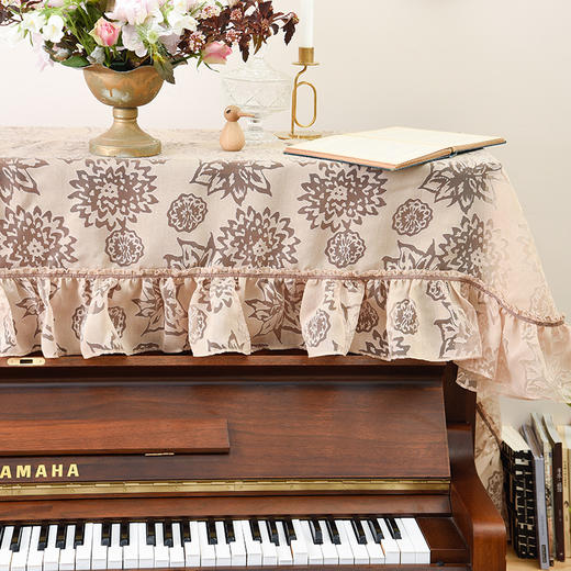 大丽花与海棠钢琴巾现代简约防尘钢琴罩 商品图1