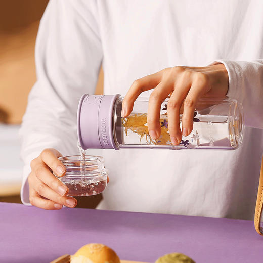 【品牌直发】【杯具熊玻璃杯】渔夫帽、两段式、茶水分离双层杯 泡，茶杯男女水果过滤便携 商品图3