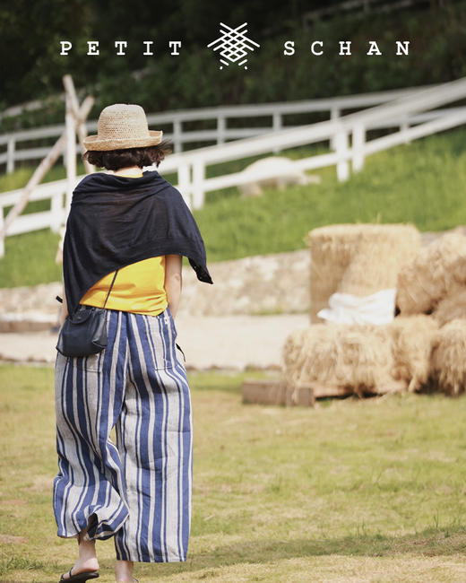 PETIT SCHAN小闪 CLO 029 Blue stone 蓝色矿石 日本进口纯亚麻条纹阔腿裤 商品图10