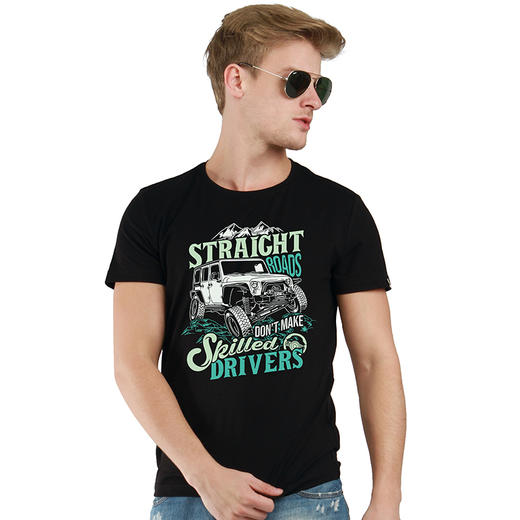 牧马人越野机车潮流个性印花修身短袖T恤衫NMT-1628 商品图1