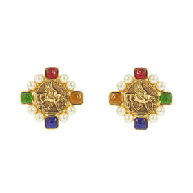 订购5个月到｜Gripoix Paris-Byzantine Signet-拜占庭 图章 耳夹（无需耳洞） ［法国设计师］