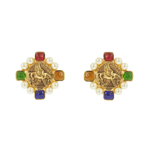 订购5个月到｜Gripoix Paris-Byzantine Signet-拜占庭 图章 耳夹（无需耳洞） ［法国设计师］ 商品图0