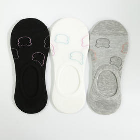 【49元6双】女士夏季船袜网面隐形袜短筒袜印花简约【2双装  2112301】