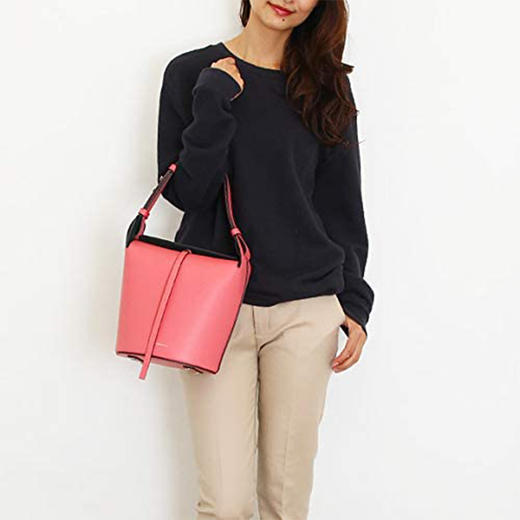 BURBERRY 巴宝莉 女士亮珊瑚粉色小号皮革水桶包 4075872 67120 商品图3