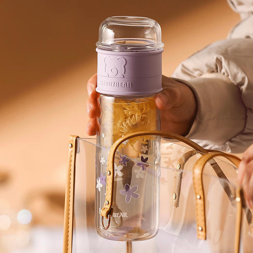 【品牌直发】【杯具熊玻璃杯】渔夫帽、两段式、茶水分离双层杯 泡，茶杯男女水果过滤便携 商品图4