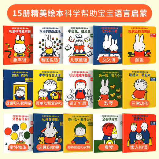 【送挂图+家长手册】米菲宝宝语言启蒙绘本 全15册 0-3岁宝宝学说话语言启蒙书幼儿早教书 早教识字幼儿看图识字训练认知小百科 商品图1