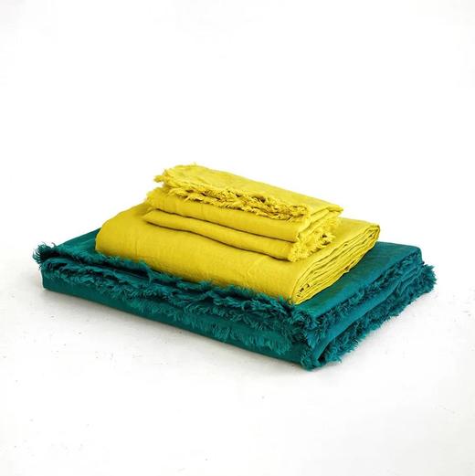 伽罗 JALO 14支彩色亚麻长方形大靠枕套(橄榄黄和孔雀绿) 商品图0