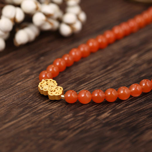 醍醐 6mm樱桃红南红福禄双圈手串 搭碧玉蜜蜡配珠女款时尚礼物 商品图5