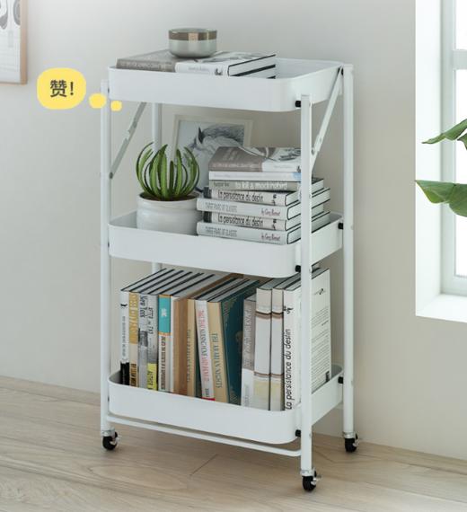 可折叠置物小推车  免安装折叠厨房置物架多层蔬菜篮婴儿用品收纳架小推车可移动 商品图1