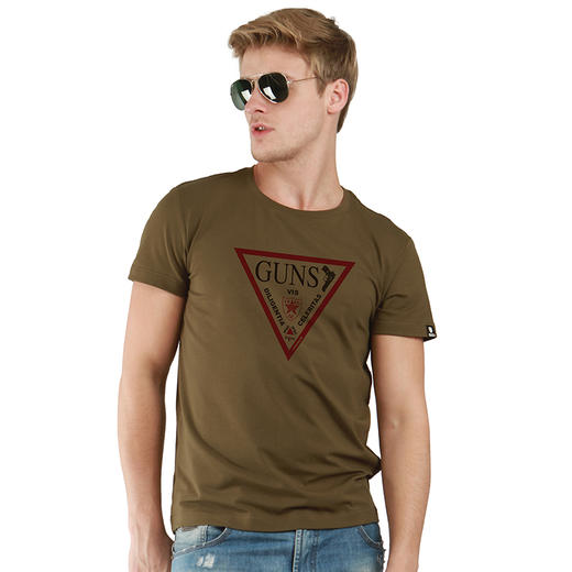 自由基地军绿经典流行个性简单印花T恤NMT-1602 商品图0