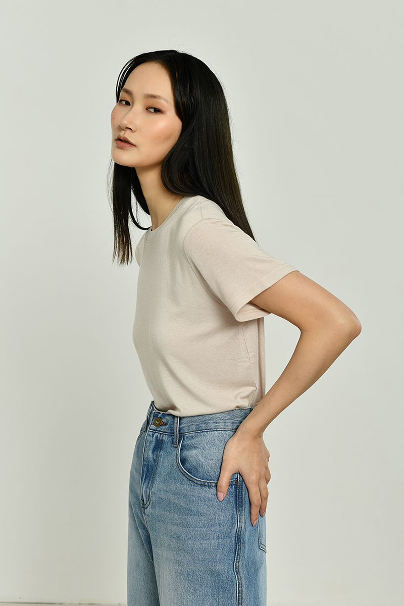 【特价清仓】女士新款天丝圆领短袖T恤