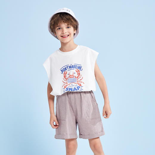 【特价清仓】龙之涵 儿童水洗愫棉卷边短裤 中大童休闲短裤 婴幼儿A类标准 商品图3