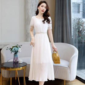 夏季新款女装韩版短袖雪纺连衣裙女中长款大摆裙子HR-HYYX2025