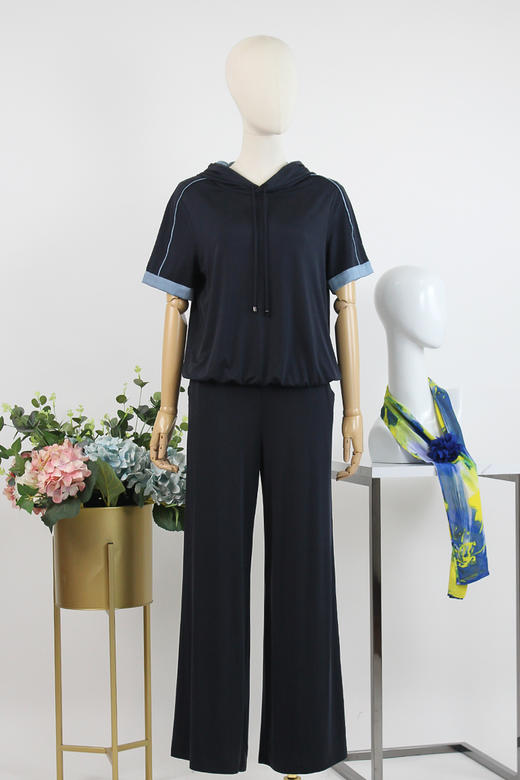 FOCALS女装夏季新款短袖休闲简约运动风连帽T恤上衣FRG2N181B7 商品图5