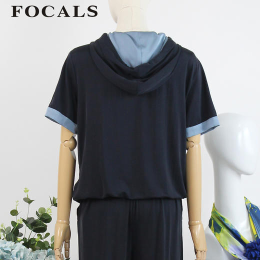 FOCALS女装夏季新款短袖休闲简约运动风连帽T恤上衣FRG2N181B7 商品图2