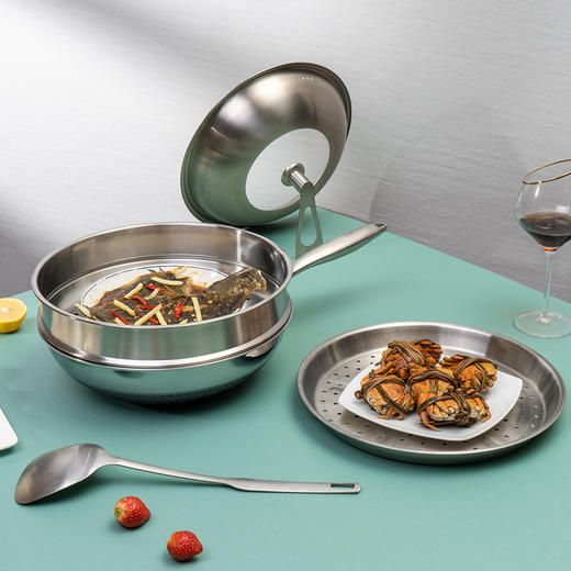 Debo德铂卡勒汉斯316双面屏蜂窝不粘炒锅多用锅 商品图1