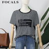 FOCALS女装夏季新款短袖针织条纹宽松休闲T恤上衣CYJ2N116NW 商品缩略图0