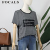 FOCALS女装夏季新款短袖针织条纹宽松休闲T恤上衣CYJ2N116NW 商品缩略图1