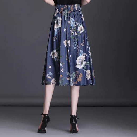 TY3088 天丝牛仔半身裙松紧腰印花夏季新款气质大摆a字中长裙 商品图2
