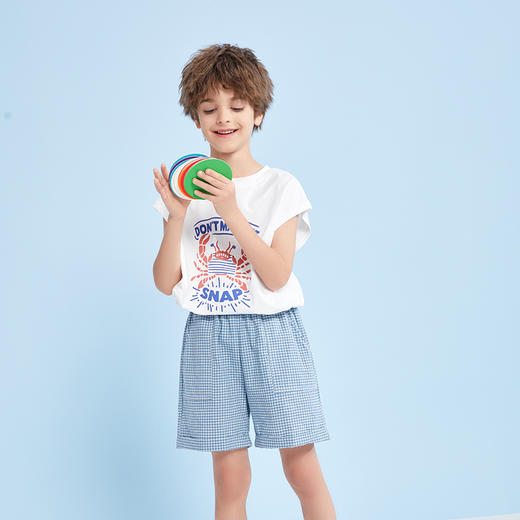 【特价清仓】龙之涵 儿童水洗愫棉卷边短裤 中大童休闲短裤 婴幼儿A类标准 商品图4