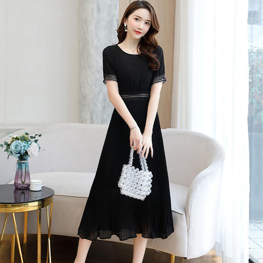 夏季新款女装韩版短袖雪纺连衣裙女中长款大摆裙子HR-HYYX2025 商品图1