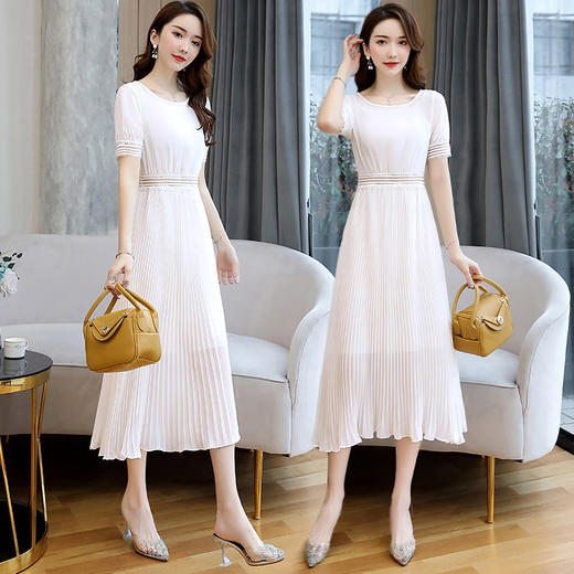 夏季新款女装韩版短袖雪纺连衣裙女中长款大摆裙子HR-HYYX2025 商品图3