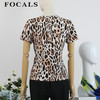FOCALS女装夏季新款短袖V领气质修身豹纹T恤上衣20BN068KL 商品缩略图2