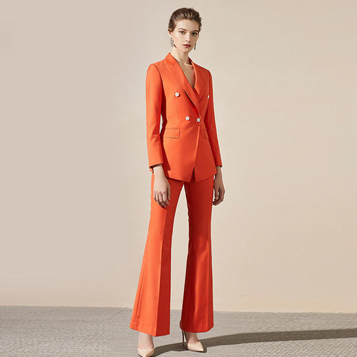IWY/新品高端时尚洋气橘色西装套装女气质名媛总裁西服职业套裤203138C1+P3 商品图0