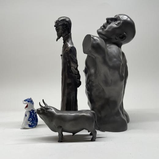 不仁斋薛继业青铜雕塑齐白石像铜牛人体习作 商品图0