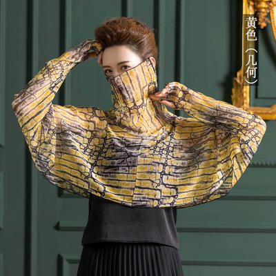 WW  1079桑蚕丝网纱披肩开车防晒护颈蒙面罩衫 商品图4