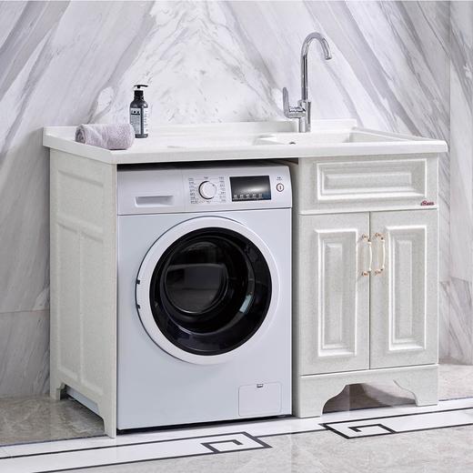 【处理价1099元】鑫达菲 洗衣柜 全玉石柜 1.2米 右盆 配白玉砂盆 商品图0