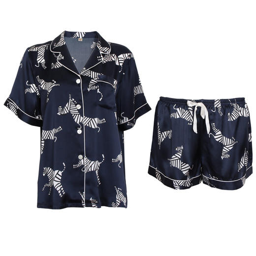 上海旗袍厂SK-T8163新款斑马短袖短裤桑蚕丝真丝睡衣丝绸家居服 T8163 商品图3