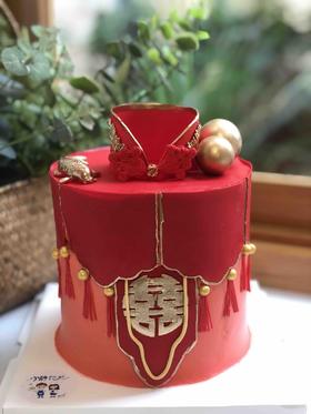 翻糖喜服婚礼加高奶油蛋糕 下单前请仔细阅读商品详情