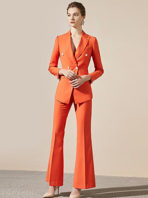 IWY/新品高端时尚洋气橘色西装套装女气质名媛总裁西服职业套裤203138C1+P3 商品图4