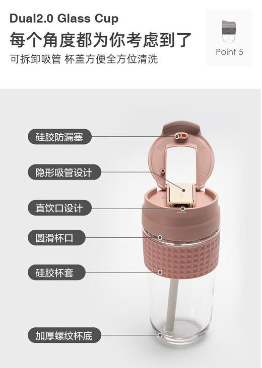 梦娴自用☀️乐扣乐扣新款便携一盖双用/玻璃水杯吸管带盖咖啡杯 商品图8