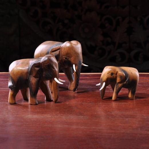泰式大象摆件家居办公室纳财木质摆件手工木雕小象摆件 商品图1